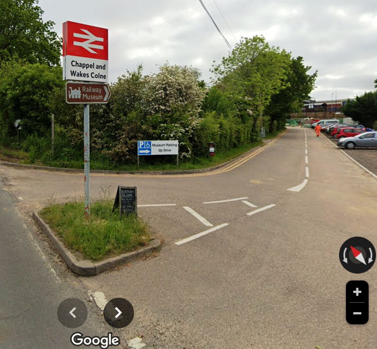 Chappel & Wakes Colne Station approach road.